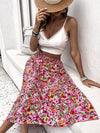 High Waist Floral Print Ruffle Hem Skirt