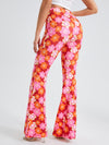 Allover Floral Print Flare Leg Pants