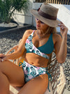 Tropical Print Wrap Bikini Swimsuit