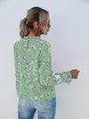 Flounce Sleeve Frill Neck Floral Print Blouse