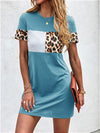 Color block Leopard Panel Tee Dress