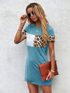 Color block Leopard Panel Tee Dress