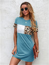 Color block Leopard Panel Tee Dress