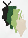 Privé 4pcs Asymmetrical Neck Cut Out Bodysuit