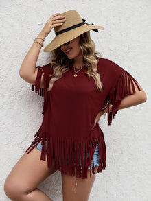  Plus Fringe Hem Solid Tee