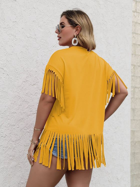 Plus Fringe Hem Solid Tee