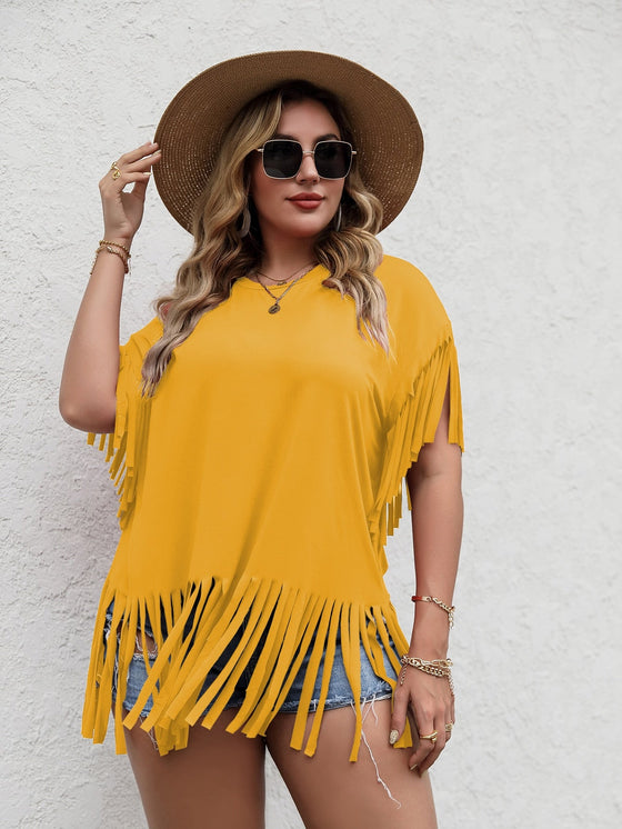 Plus Fringe Hem Solid Tee