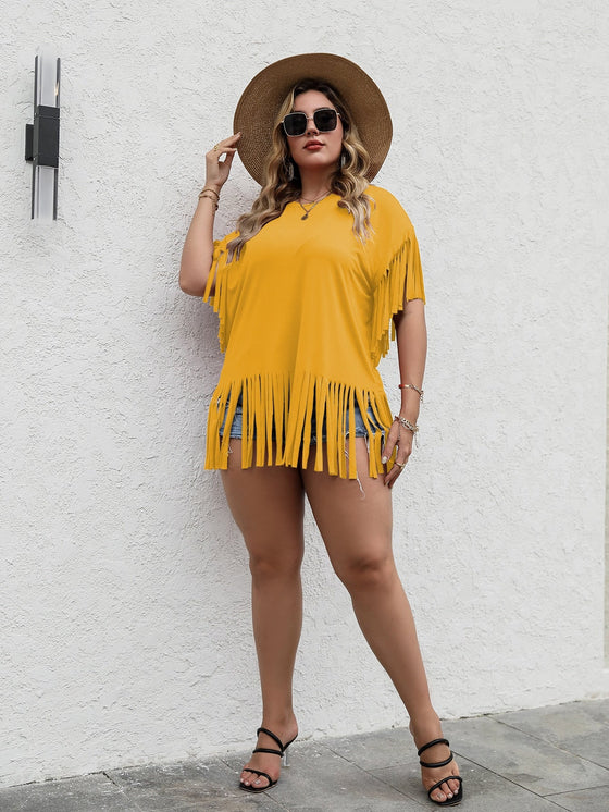 Plus Fringe Hem Solid Tee