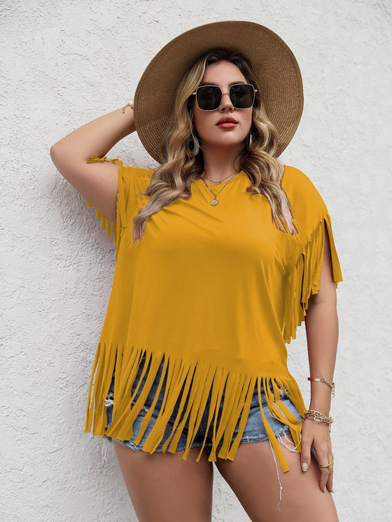 Plus Fringe Hem Solid Tee