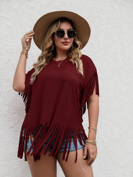 Plus Fringe Hem Solid Tee