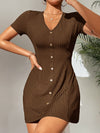 PETITE Rib knit Fake Buttons Dress