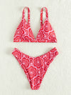 Allover Flower Print Bikini Swimsuit