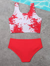 Girls Tie Dye Ruched Bikini Swimsuit