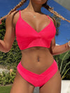 Plain High Cut Bikini Swimsuit