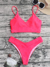 Plain High Cut Bikini Swimsuit