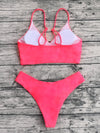 Plain High Cut Bikini Swimsuit