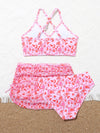 Girls 3pack Heart Pattern Bikini Swimsuit Beach Skirt