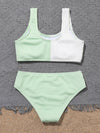 Girls Color Block Textured Bikini Swimsuit