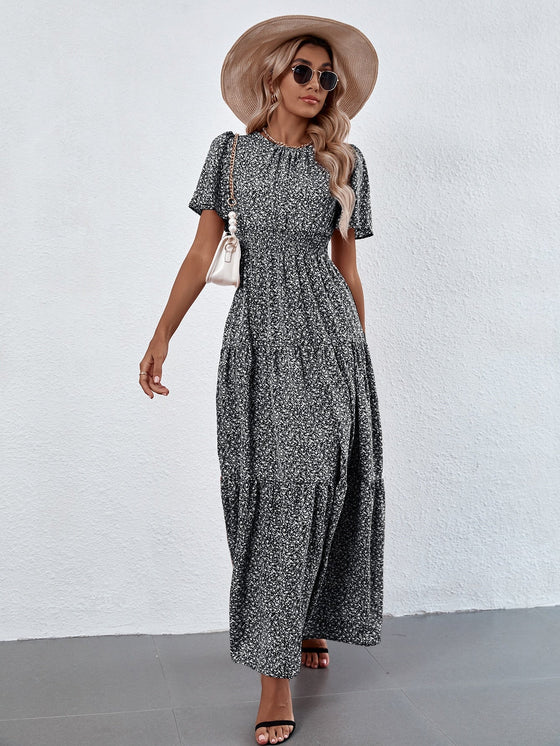 Ditsy Floral Ruffle Hem Maxi Dress