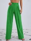 Solid Zip Up Wide Leg Pants