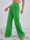 Solid Zip Up Wide Leg Pants