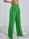 Solid Zip Up Wide Leg Pants