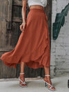 Solid Wrap Hem Tie Side Skirt