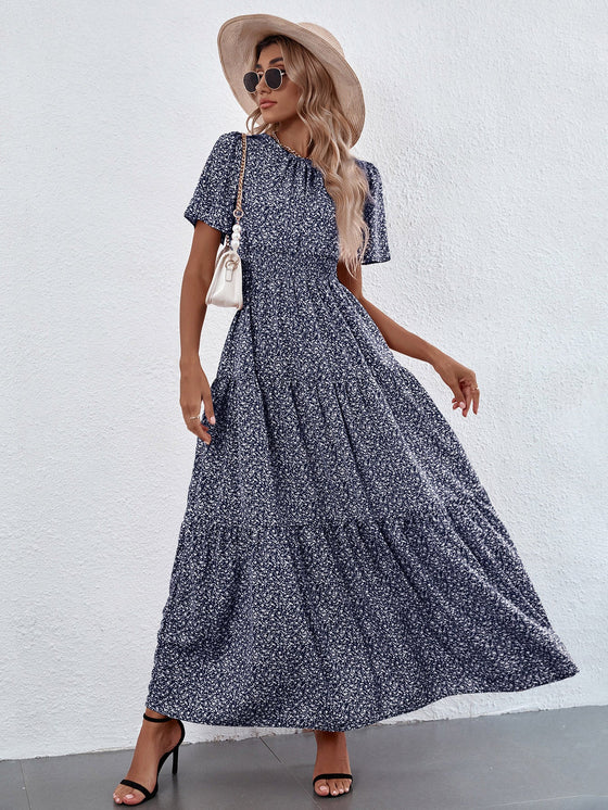 Ditsy Floral Ruffle Hem Maxi Dress