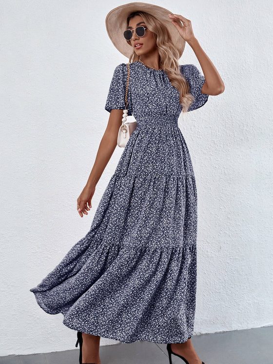 Ditsy Floral Ruffle Hem Maxi Dress