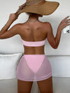 3pack Ring Linked Bandeau Thong Bikini Swimsuit Cover Up