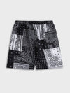 ROMWE Guys Paisley Patchwork Drawstring Shorts