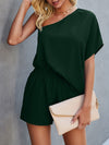 One Shoulder Batwing Sleeve Romper