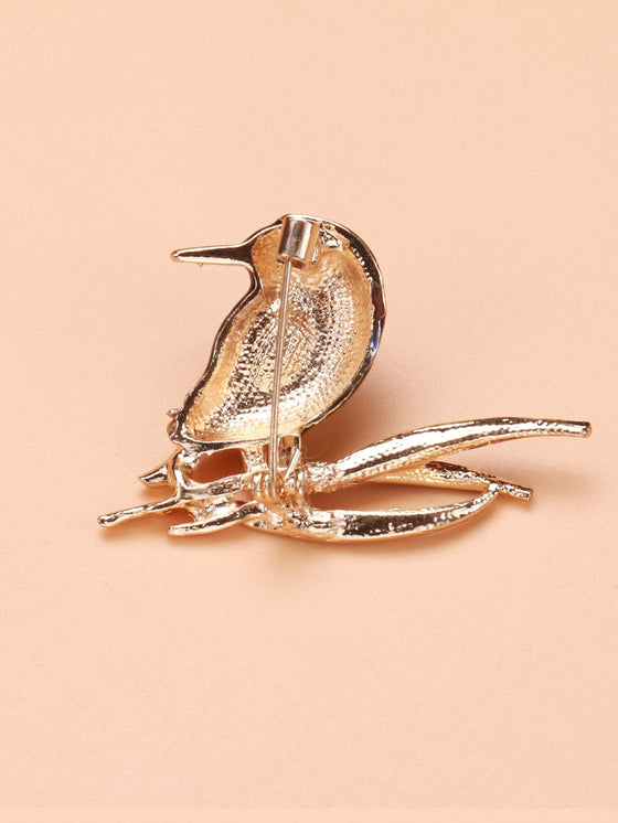 Rhinestone Decor Bird Brooch