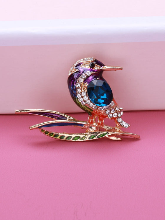 Rhinestone Decor Bird Brooch