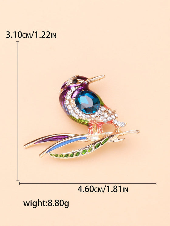 Rhinestone Decor Bird Brooch