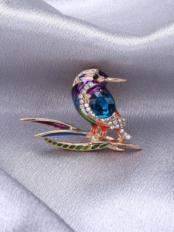 Rhinestone Decor Bird Brooch