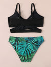 Girls Tropical Print Rib Bikini Swimsuit