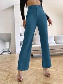  Solid High Rise Tailored Pants