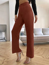 Solid High Rise Tailored Pants