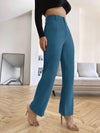 Solid High Rise Tailored Pants