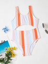 Girls Striped Cut out One Piece Swimsuit