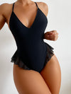 Backless Cross Back Cut out One Piece Swimsuit