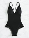 Backless Cross Back Cut out One Piece Swimsuit