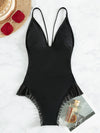 Backless Cross Back Cut out One Piece Swimsuit