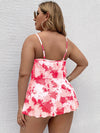 Plus Tie Dye Ruffle One Piece Swimsuit