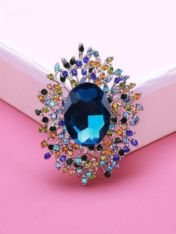 Rhinestone Decor Brooch