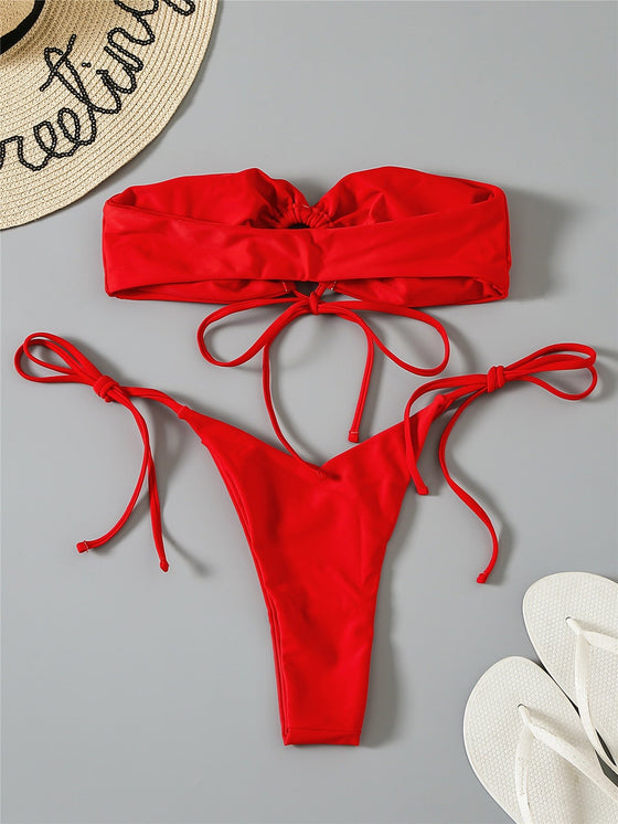 Versatile Self Tie Bikini Swimsuit