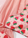 3pack Girls Strawberry Print Bikini Swimsuit Kimono