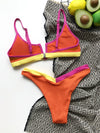 Colorblock Rib V Wired Bikini Swimsuit