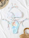 Tie Dye Drawstring Front Thong Bikini Swimsuit